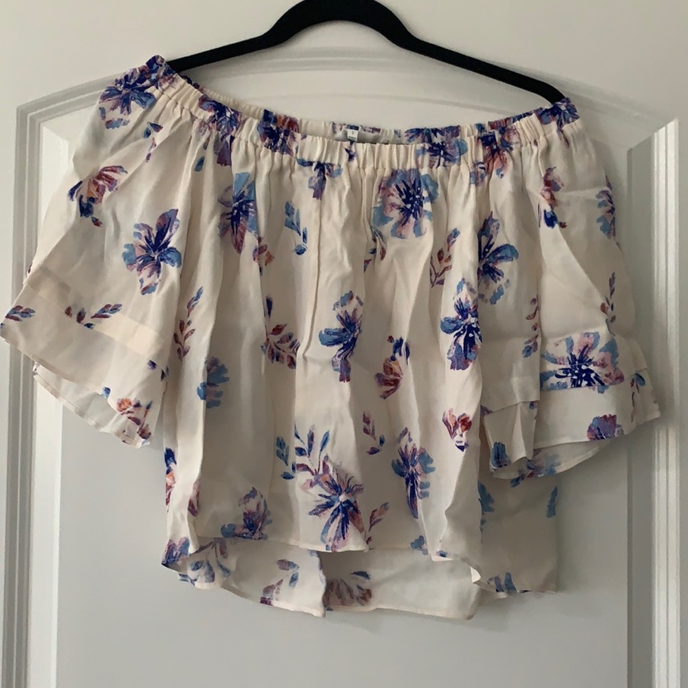 Astr Off the Shoulder Cropped Floral Blouse